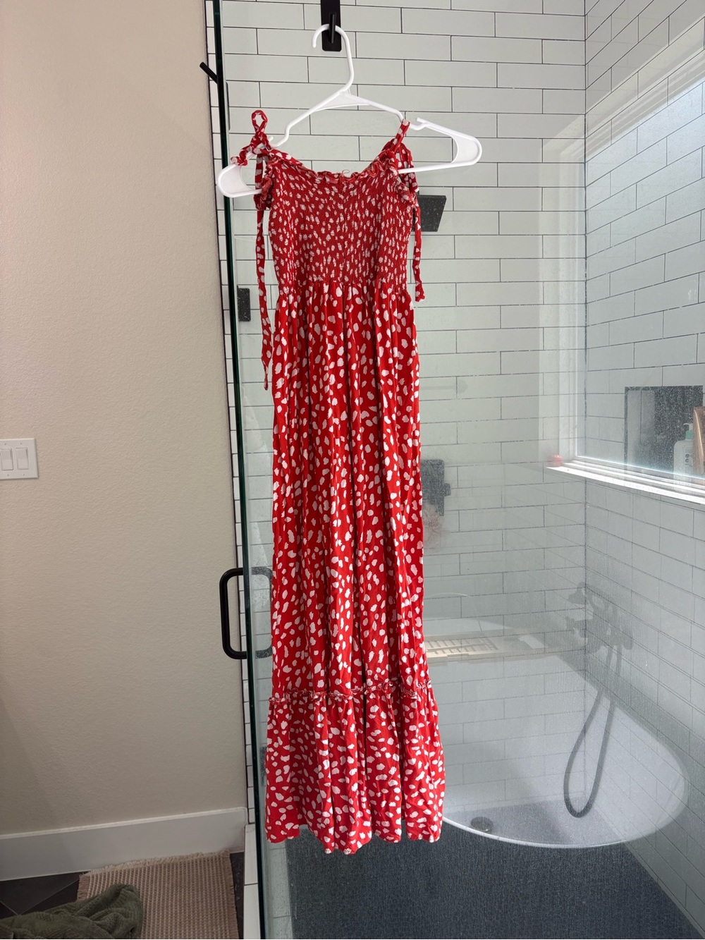 Red Polka Dot Smocked Maxi Dress